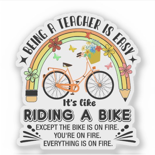 Regenboogpotlood Leraar Waardering, grappige Leraa Sticker (Voorkant)