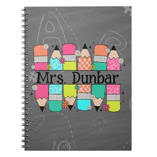 Regenboogpotlood schoolbord leraar terug naar scho notitieboek (Voorkant)