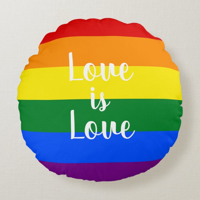 Regenboogpride - rond kussen (Voorkant)