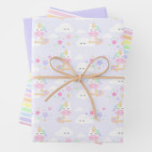 Regenboogprinses Unicorn Party wrapping Paper (In situ)