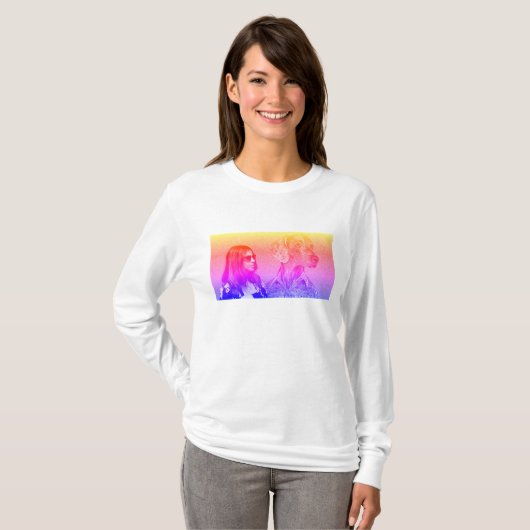 Regenboogprinthond en meisje t-shirt (Voorkant volledig)