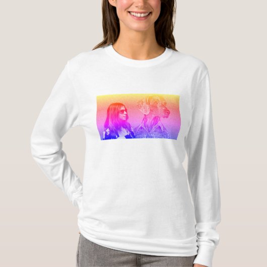 Regenboogprinthond en meisje t-shirt (Voorkant)