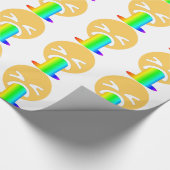 regenboogpuke emoji cadeaupapier (Hoek)