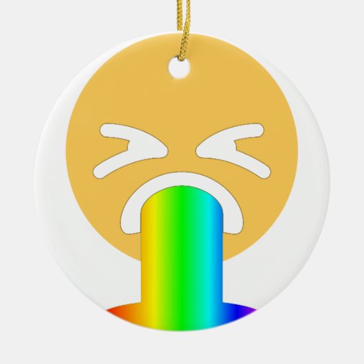 regenboogpuke emoji keramisch ornament (Voorkant)