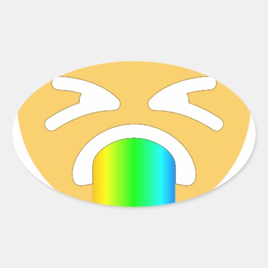 regenboogpuke emoji ovale sticker (Voorkant)