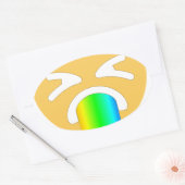 regenboogpuke emoji ovale sticker (Envelop)