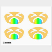 regenboogpuke emoji ovale sticker (Vel)