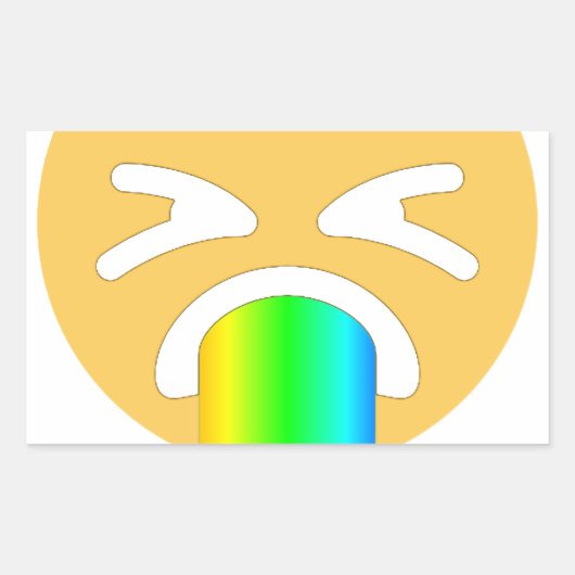 regenboogpuke emoji rechthoekige sticker (Voorkant)