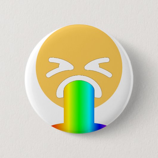 regenboogpuke emoji ronde button 5,7 cm (Voorkant)