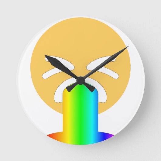 regenboogpuke emoji ronde klok (Voorkant)