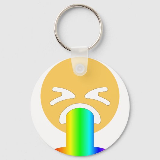 regenboogpuke emoji sleutelhanger (Voorkant)