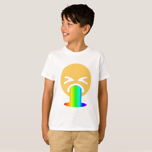 regenboogpuke emoji t-shirt (Voorkant volledig)