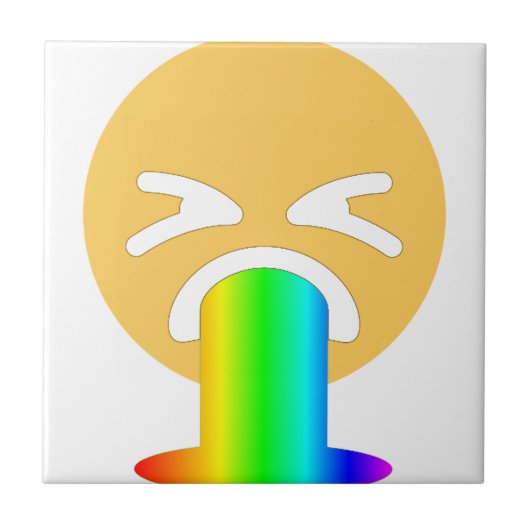 regenboogpuke emoji tegeltje (Voorkant)