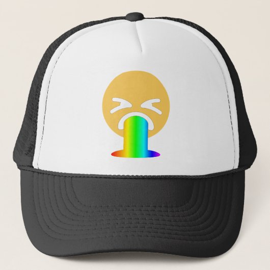 regenboogpuke emoji trucker pet (Voorkant)