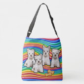 Regenboogpups grote Canvas tas. Crossbody Tas (Achterkant)