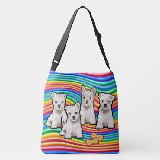 Regenboogpups grote Canvas tas. Crossbody Tas (Achterkant)