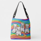 Regenboogpups grote Canvas tas. Crossbody Tas (Voorkant)