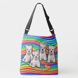 Regenboogpups grote Canvas tas. Crossbody Tas