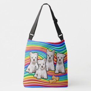 Regenboogpups grote Canvas tas. Crossbody Tas