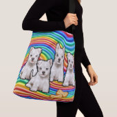Regenboogpups grote Canvas tas. Crossbody Tas (Dichtbij)