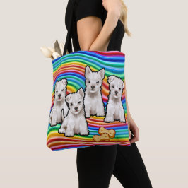 Regenboogpups medium Canvas tas. Tote Bag