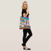 Regenboogpups medium Canvas tas. Tote Bag (Op model)