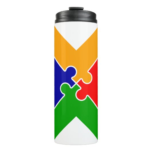 Regenboogpuzzel Letter X Monogram Thermosbeker (Voorkant)