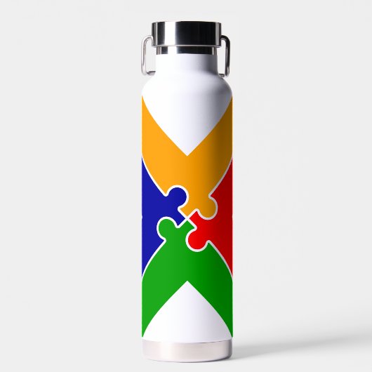 Regenboogpuzzel Letter X Monogram Waterfles (Voorkant)