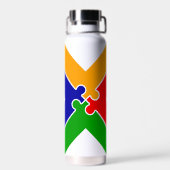 Regenboogpuzzel Letter X Monogram Waterfles (Achterkant)