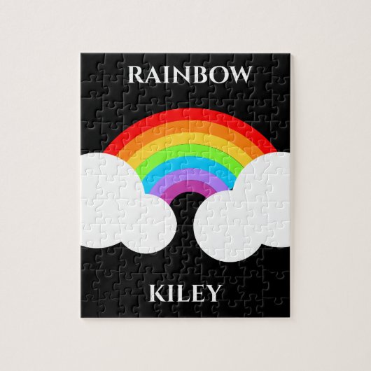 Regenboogpuzzel met de naam van het kind. legpuzzel (Verticaal)