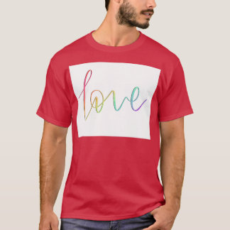RegenboogquotLovequot Calligrafie T-shirt