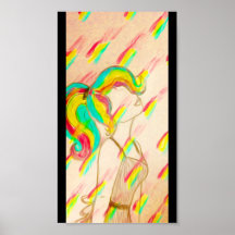 Regenboogregenachtig poster - warme regenboogneonk