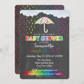 Regenboogregendruppels met twee Baby showers Kaart (Voorkant / Achterkant)