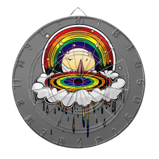 Regenboogregenval Dartbord (Voorkant)