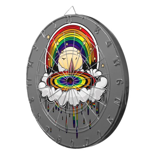 Regenboogregenval Dartbord (Voorkant Rechts)