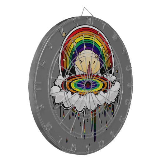 Regenboogregenval Dartbord (Voorkant Links)