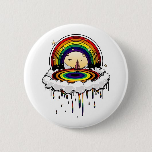 Regenboogregenval Ronde Button 5,7 Cm (Voorkant)