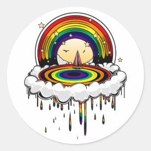 Regenboogregenval Ronde Sticker