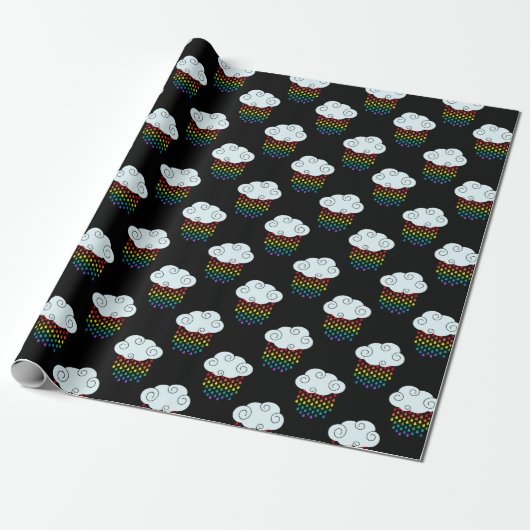 Regenboogregenwolken Cadeaupapier (Uitgerold)