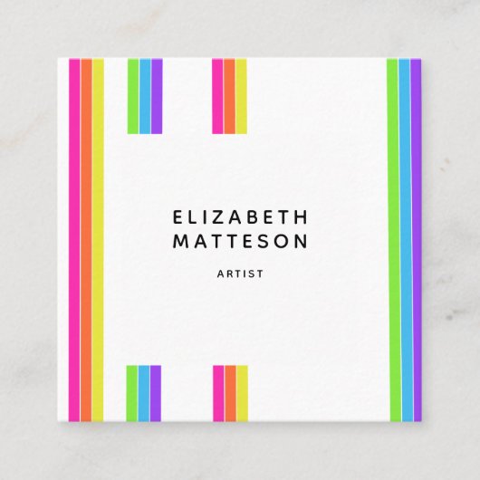 Regenboogretroflectoren Vierkante Visitekaartje (Voorkant)