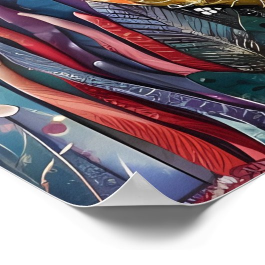 REGENBOOGRIF ZEEMEERMIN KLEURRIJK POSTER (Hoek)