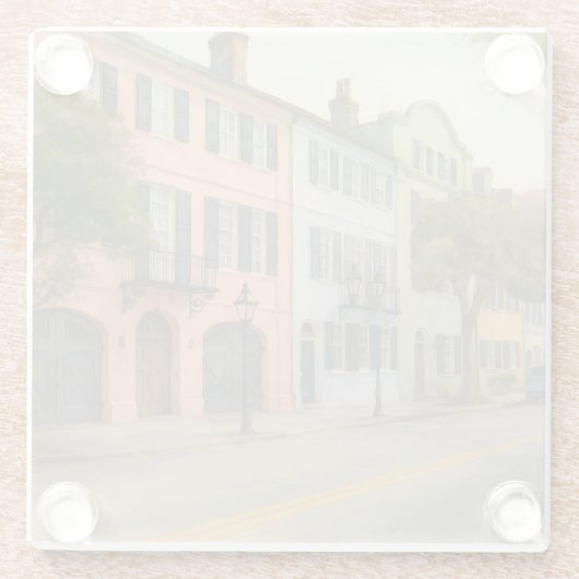 Regenboogrij van Charleston Waterverf Glazen Onderzetter (Achterkant)