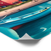 Regenboogrij van strandhuizen poster (Hoek)