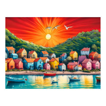 Regenboogrij van strandhuizen