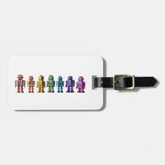 Regenboogrobots Bagagelabel (Voorkant horizontaal)
