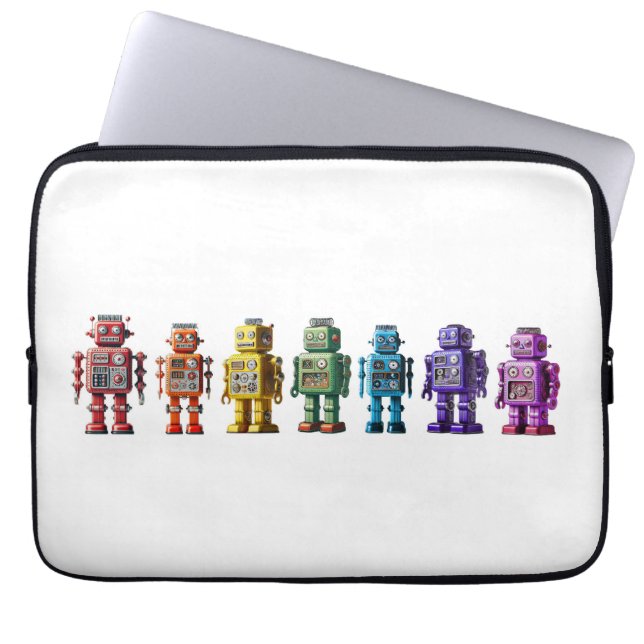 Regenboogrobots Laptop Sleeve (Voorkant)