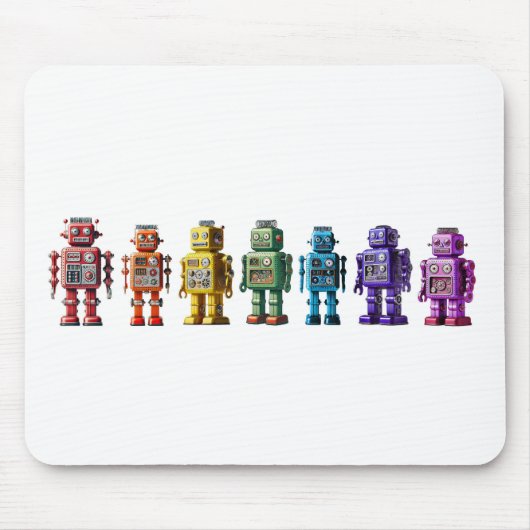 Regenboogrobots Muismat (Voorkant)