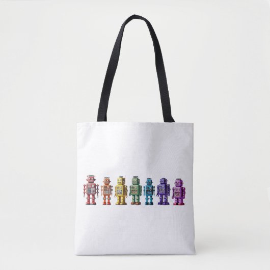 Regenboogrobots Tote Bag (Voorkant)