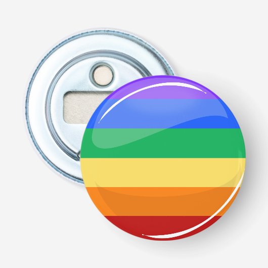 Regenboogronde LGBT-vlag Button Flesopener (Voorkant)