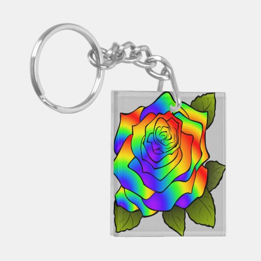 RegenboogRoos Sleutelhanger (Voorkant Links)